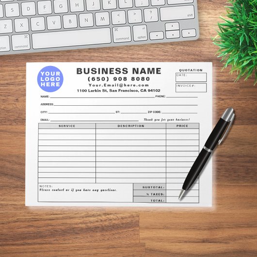 Form Business Quotation Invoice Sales Receipt ノートパッド