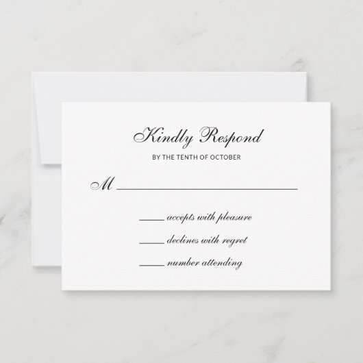 Formal and Classic | Black and White Wedding 出欠カード (正面)