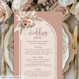 Formal Arch Pastel Pink Pampas Floral Wedding Menu メニュー