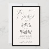 Formal black and ivory classic typography wedding 招待状 (正面)