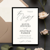 Formal black and ivory classic typography wedding 招待状