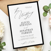 Formal black and white classic typography wedding 招待状