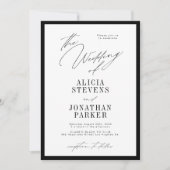 Formal black and white classic typography wedding 招待状 (正面)