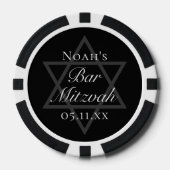 Formal Black Bar Mitzvah Star of David Custom ポーカーチップ (正面)