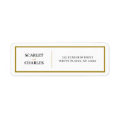 Formal Black Gold Monogram Wedding Return Address  ラベル (正面)