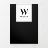 Formal Black Modern Monogram Design Wedding 三つ折りカード (カバー)