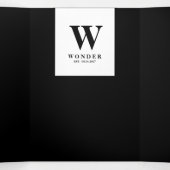 Formal Black Modern Monogram Design Wedding 三つ折りカード (内部中)