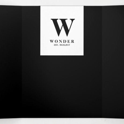 Formal Black Modern Monogram Design Wedding 三つ折りカード (内部中)