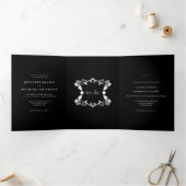 Formal Black Modern Ornament Frame Wedding 三つ折りカード (内部)