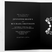 Formal Black Modern Ornament Frame Wedding 三つ折りカード (内部最初)