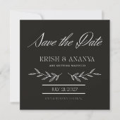 Formal Black Save the Date with White Font 招待状 (正面)