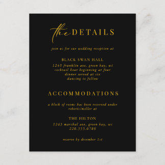 Formal Black Tie Gold Art Deco Details Insert エンクロージャーカード
