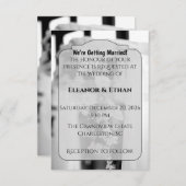 Formal Black Tie White Flower Ceremony wedding 招待状 (正面/裏面)