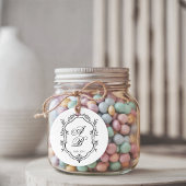 Formal Black & White Floral Monogram Crest Wedding フェイバータグ