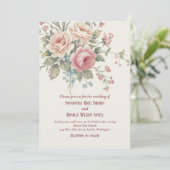 Formal Blush Pink Floral Elegant Rose Wedding 招待状 (スタンド正面)