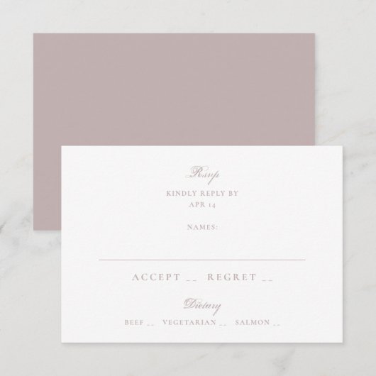 Formal Blush Pink Wedding 出欠カード (正面/裏面)