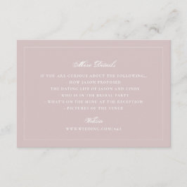 Formal Blush Pink Wedding Website Details エンクロージャーカード