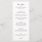 Formal Burgundy and White Wedding メニュー (正面)
