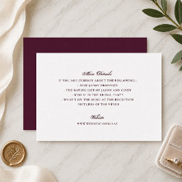 Formal Burgundy Enclosure Card for Wedding Website エンクロージャーカード