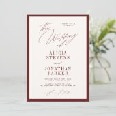 Formal burgundy ivory classic typography wedding 招待状 (スタンド正面)