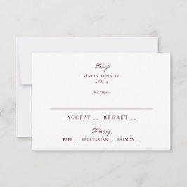Formal Burgundy Script Wedding 出欠カード