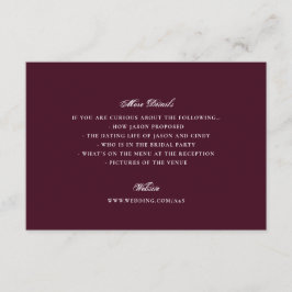 Formal Burgundy Wedding Website Details エンクロージャーカード