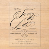 Formal Calligraphy Wedding Website Save The Date アクリル招待状 (正面)
