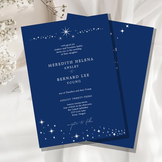 Formal Celestial Elegant Blue Wedding Details and  招待状