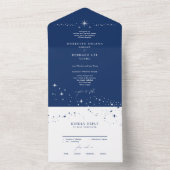 Formal Celestial Elegant Wedding Navy Blue オールインワン招待状 (内側)