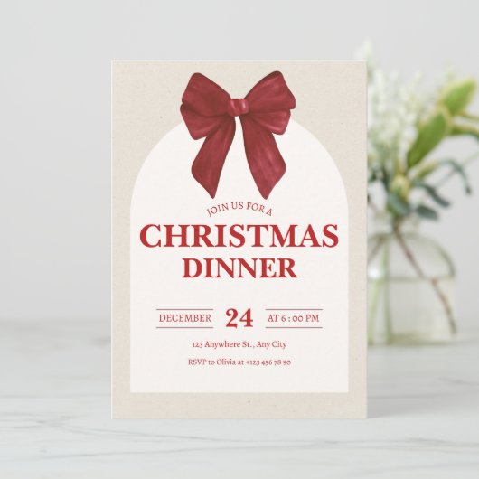 Formal Christmas Dinner Invitation | Elegant Hld 招待状 (スタンド正面)