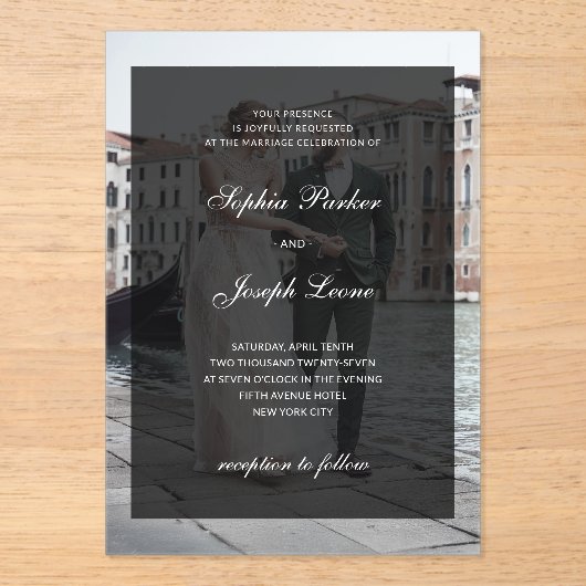 Formal Classic and Dark Overlay | Photo Wedding アクリル招待状 (正面)