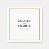 Formal Classic Black Gold Monogram Wedding スタンダードカクテルナプキン (正面)