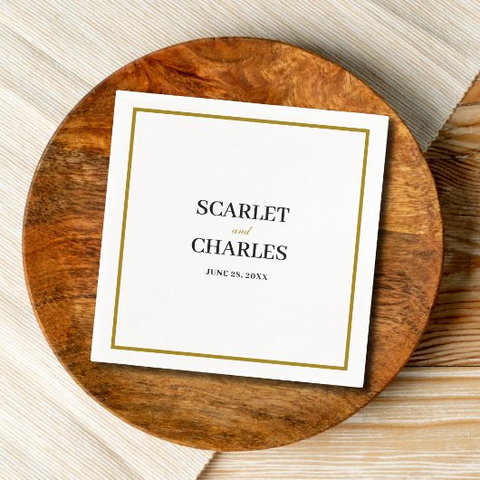 Formal Classic Black Gold Monogram Wedding スタンダードカクテルナプキン