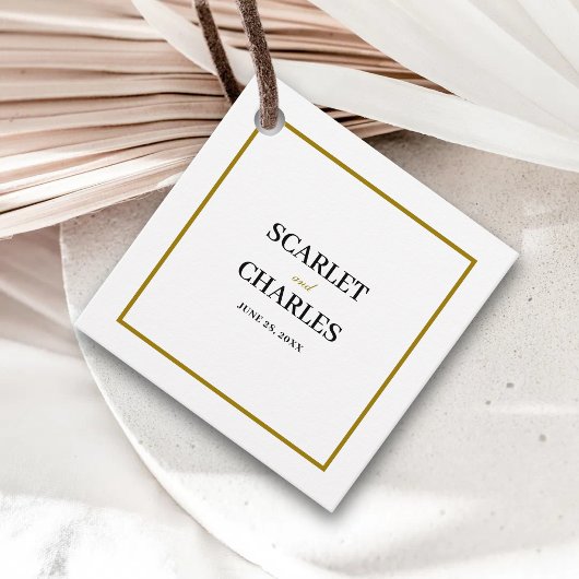 Formal Classic Black Gold Monogram Wedding フェイバータグ