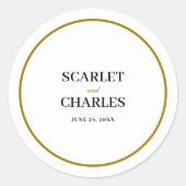 Formal Classic Black Gold Monogram Wedding ラウンドシール (正面)