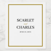 Formal Classic Black Gold Monogram Wedding ワインラベル (シングルラベル)