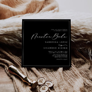 Formal Classic Black Square Nuestra Boda Wedding 招待状