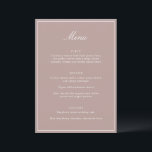 Formal Classic Border Mauve Script Elegant Wedding メニュー<br><div class="desc">This formal wedding menu card features an elegant script heading, clean serif typography, and a classic border on a mauve background for a timeless reception look. The structured layout presents each course clearly while adding a refined, cohesive touch to table settings or place settings. Designed to coordinate seamlessly with classic...</div>