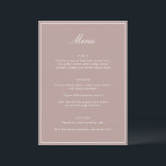Formal Classic Border Mauve Script Elegant Wedding メニュー<br><div class="desc">This formal wedding menu card features an elegant script heading, clean serif typography, and a classic border on a mauve background for a timeless reception look. The structured layout presents each course clearly while adding a refined, cohesive touch to table settings or place settings. Designed to coordinate seamlessly with classic...</div>