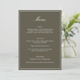 Formal Classic Border Olive Script Elegant Wedding メニュー
