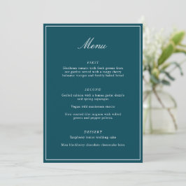 Formal Classic Border Teal Script Elegant Wedding メニュー