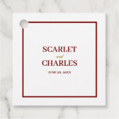 Formal Classic Burgundy & Gold Monogram Wedding フェイバータグ (正面)
