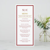Formal Classic Burgundy & Gold Monogram Wedding メニュー (スタンド正面)
