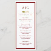 Formal Classic Burgundy & Gold Monogram Wedding メニュー (正面)