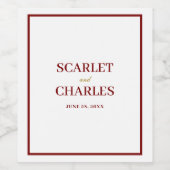 Formal Classic Burgundy & Gold Monogram Wedding ワインラベル (シングルラベル)