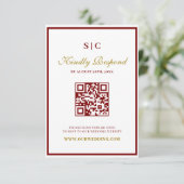Formal Classic Burgundy & Gold Monogram Wedding 出欠カード (スタンド正面)