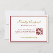 Formal Classic Burgundy & Gold Monogram Wedding 出欠カード (正面)