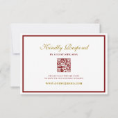 Formal Classic Burgundy & Gold Monogram Wedding 出欠カード (正面)