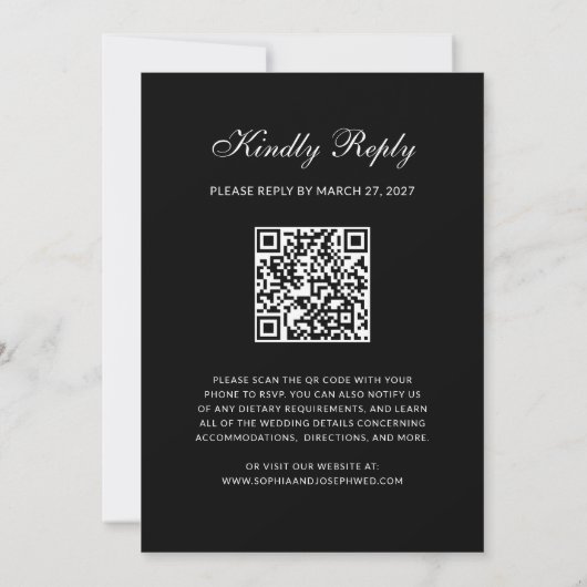 Formal Classic Dark Overlay QR Code Photo Wedding 招待状 (裏面)