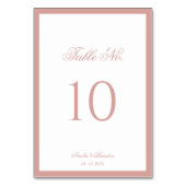 Formal Classic Dusty Rose Border Script Wedding テーブルナンバー (裏面)